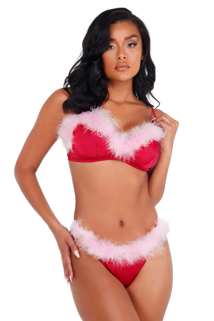 Roma Costume Satin And Marabou Bra Set 1 Roma Costume Satin And Marabou Bra Set