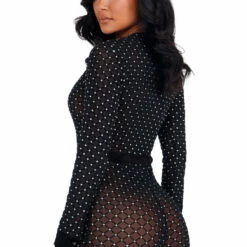 Roma Costume Bodystockings Sheer Glitter Bodysuit