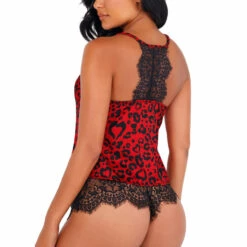 Roma Costume Lingerie Heart Shaped Leopard Pajama Set