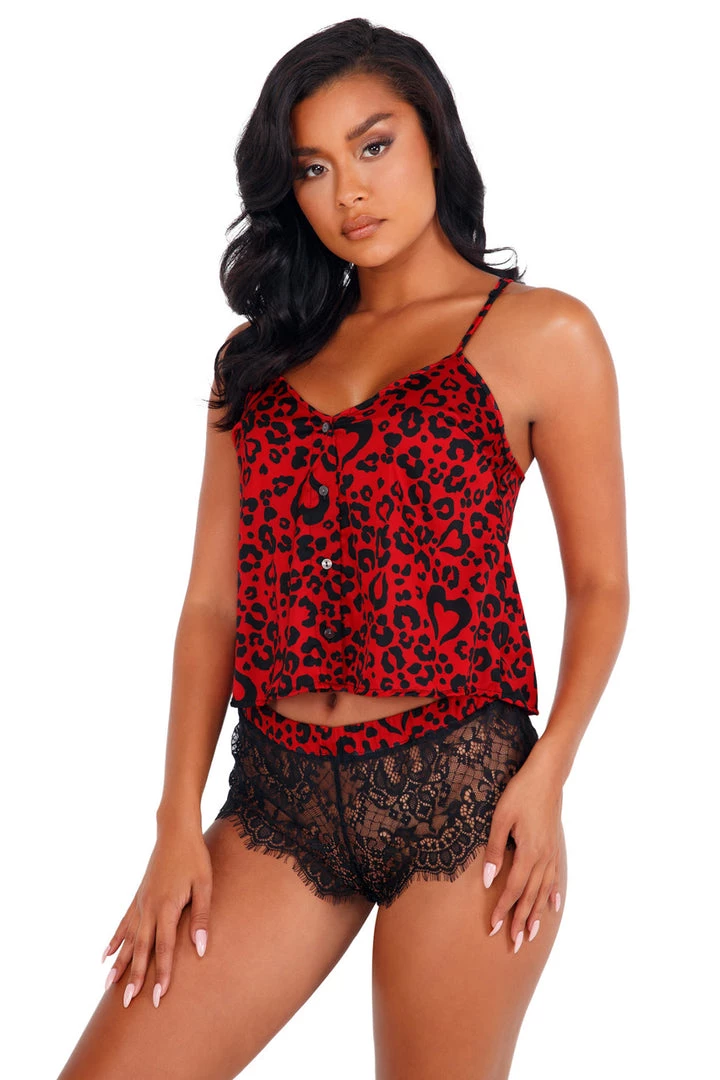 Roma Costume Lingerie Heart Shaped Leopard Pajama Set 1 Roma Costume Lingerie Heart Shaped Leopard Pajama Set