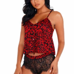 Roma Costume Lingerie Heart Shaped Leopard Pajama Set 5 Roma Costume Lingerie Heart Shaped Leopard Pajama Set