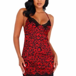 Roma Costume Lingerie Heart Leopard Chemise