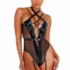 Roma Costume Strappy Vinyl Bodysuit