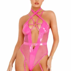 Roma Costume Strappy Vinyl Bodysuit