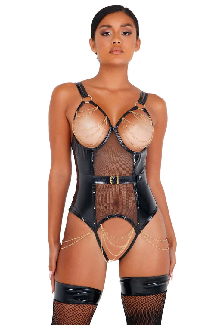 Roma Costume Vinyl Teddy With Chain Detail Teddy Lingerie 5 Roma Costume Vinyl Teddy With Chain Detail Teddy Lingerie