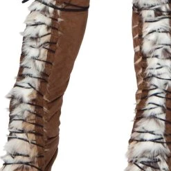 Roma Costume Faux Fur Lace-Up Leg Warmers Hosiery