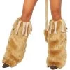 Roma Costume Furry & Faux Suede Fringe Leg Warmers Hosiery