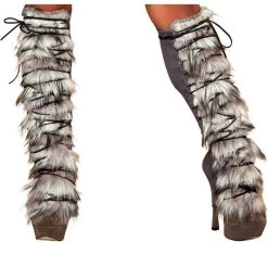 Roma Costume Suede And Fur Leg Warmers Hosiery