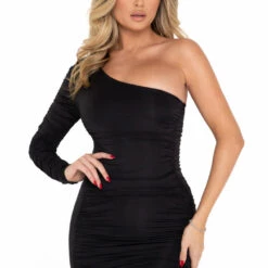 Roma Ruched One Sleeve Dress