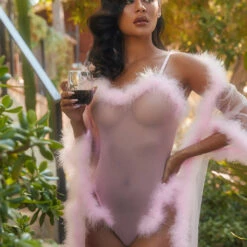 Roma Costume Sheer Faux Fur Trimmed Robe 7 Roma Costume Sheer Faux Fur Trimmed Robe