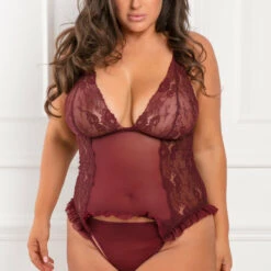 René Rofé Plus Size Grand Finale Ruffle Teddy