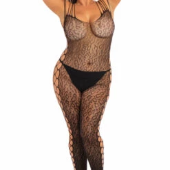 René Rofé Plus Size Animal Crotchless Bodystocking