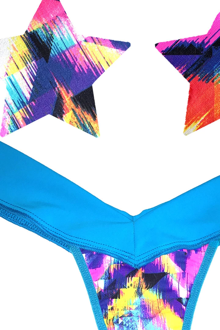 NevaNude Sporty Block Party Nipple Pasties & Thong Panty Lingerie 2 NevaNude Sporty Block Party Nipple Pasties & Thong Panty Lingerie