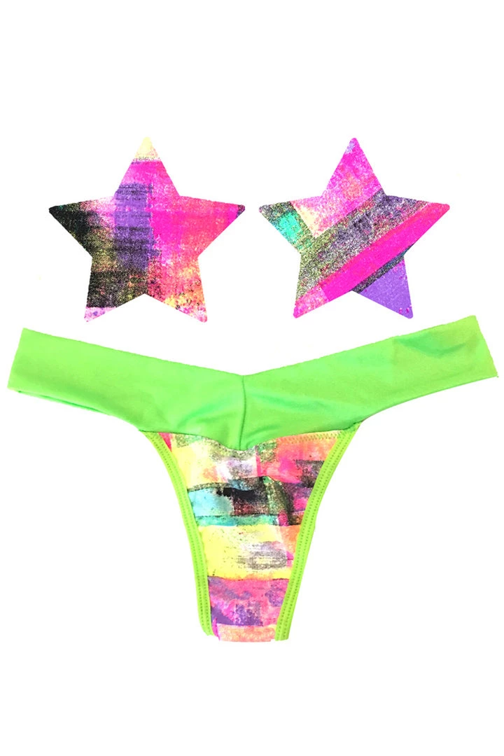 NevaNude Sporty Neon Tetris Nipple Pasties & Thong Panty Lingerie 1 NevaNude Sporty Neon Tetris Nipple Pasties & Thong Panty Lingerie