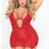 Seven Till Midnight Plus Size Lingerie Plus Size Romantic Red Chemise And Panty