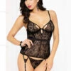 Seven Till Midnight Flocked Lace Bustier Set