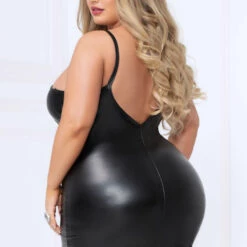 Seven Till Midnight Plus Size Lace Up Wet Look Chemise