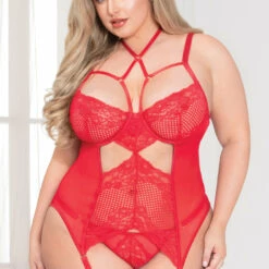 Seven Till Midnight Plus Size Strappy Cut Out Bustier Set
