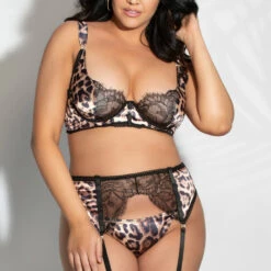 Seven Till Midnight Plus Size Leading Lady Satin Leopard Bra Set
