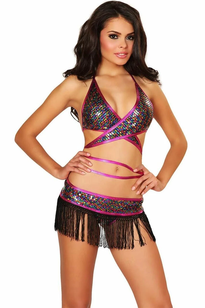 3WISHES Fringe Reflections Multi Colored Club Wear Outfit 1 3WISHES Fringe Reflections Multi Colored Club Wear Outfit