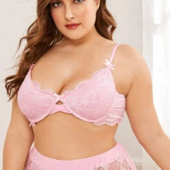 3WISHES Perfectly Pink Plus Bra Set Plus Size
