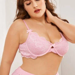 3WISHES Perfectly Pink Plus Bra Set Plus Size 7 3WISHES Perfectly Pink Plus Bra Set Plus Size