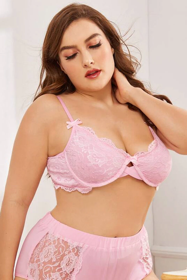 3WISHES Perfectly Pink Plus Bra Set Plus Size 4 3WISHES Perfectly Pink Plus Bra Set Plus Size