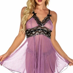 3WISHES Metallic Lace Flyaway Babydoll