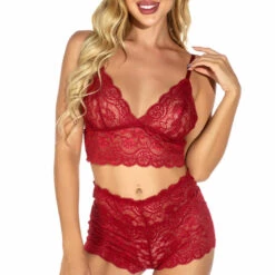 3WISHES Plus Size Lovely Lace Bralette Set