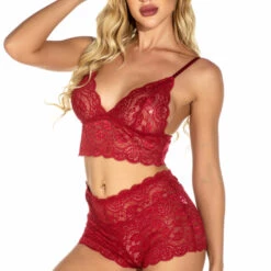 3WISHES Plus Size Lovely Lace Bralette Set