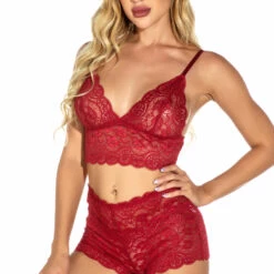 3WISHES Plus Size Lovely Lace Bralette Set