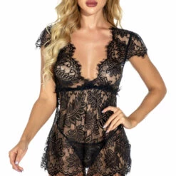 3WISHES Plus Size Lovely In Lace Romper