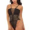 3WISHES Geo Lace Lace-Up Teddy Lingerie