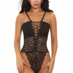 3WISHES Geo Lace Lace-Up Teddy Lingerie 8 3WISHES Geo Lace Lace-Up Teddy Lingerie