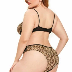 3WISHES Plus Size Fierce Feline Bra Set