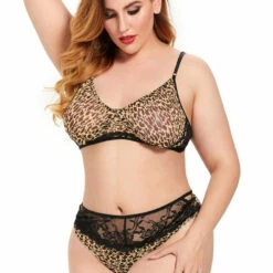 3WISHES Plus Size Fierce Feline Bra Set