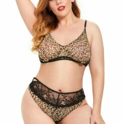 3WISHES Plus Size Fierce Feline Bra Set