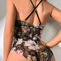 3WISHES Multicolor Lacy V-Cut Teddy Lingerie