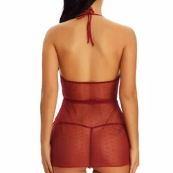 3WISHES Lingerie Low Cut French Dot Babydoll 7 3WISHES Lingerie Low Cut French Dot Babydoll