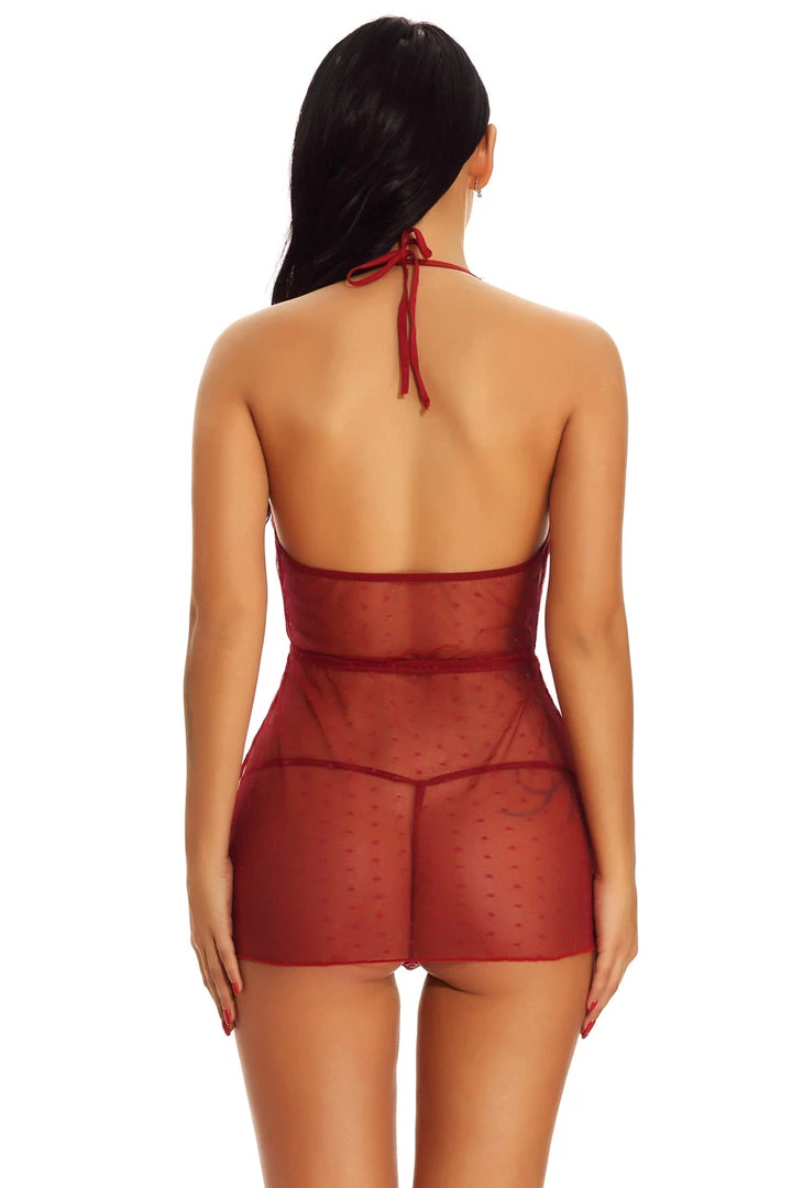 3WISHES Lingerie Low Cut French Dot Babydoll 4 3WISHES Lingerie Low Cut French Dot Babydoll