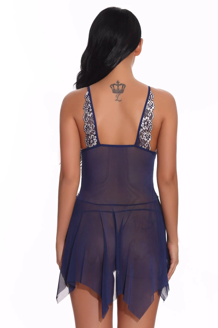 3WISHES Lingerie Mesh And Contrast Lace Babydoll 28 3WISHES Lingerie Mesh And Contrast Lace Babydoll