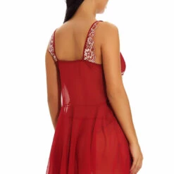 3WISHES Lingerie Mesh And Contrast Lace Babydoll 34 3WISHES Lingerie Mesh And Contrast Lace Babydoll