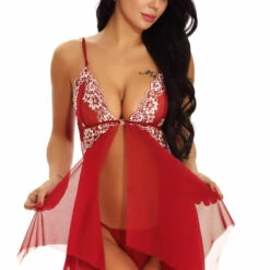 3WISHES Lingerie Mesh And Contrast Lace Babydoll 35 3WISHES Lingerie Mesh And Contrast Lace Babydoll