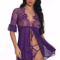 3WISHES Tie Front Robe And Thong Lingerie 26 3WISHES Tie Front Robe And Thong Lingerie
