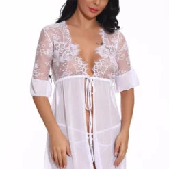 3WISHES Tie Front Robe And Thong Lingerie 36 3WISHES Tie Front Robe And Thong Lingerie