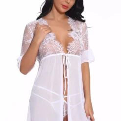 3WISHES Tie Front Robe And Thong Lingerie 37 3WISHES Tie Front Robe And Thong Lingerie