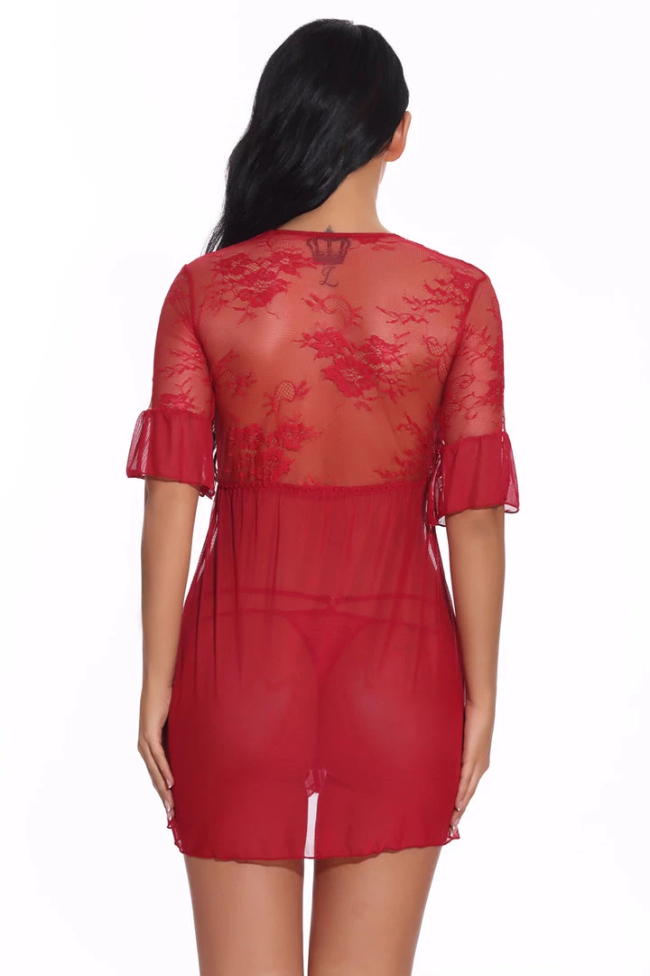 3WISHES Tie Front Robe And Thong Lingerie 11 3WISHES Tie Front Robe And Thong Lingerie