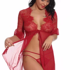 3WISHES Tie Front Robe And Thong Lingerie 31 3WISHES Tie Front Robe And Thong Lingerie