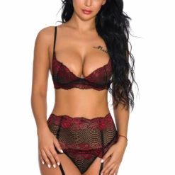 3WISHES Cutesy Contrast Lace Bra Set Bra Sets