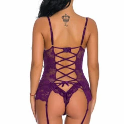 3WISHES Lingerie Lovely Lace Garter Cami Set